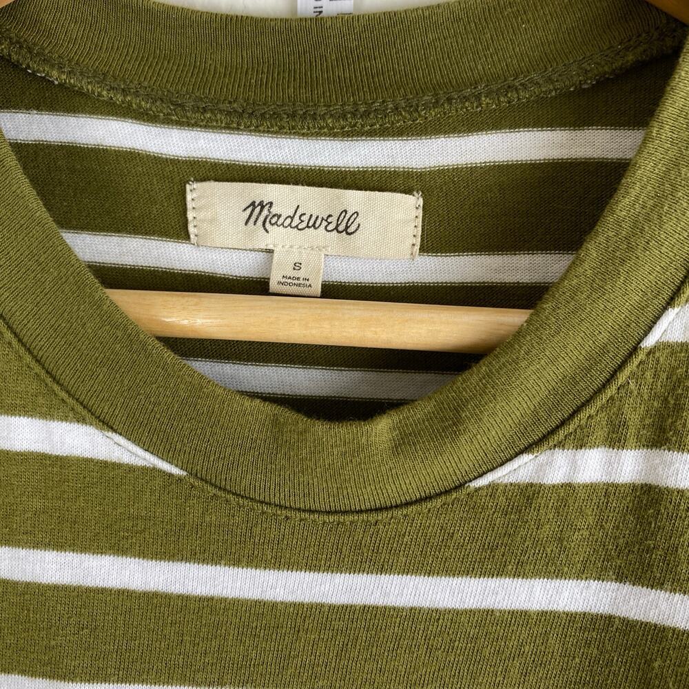Madewell Olive and White Striped Midi Dress - Picture 10 of 14